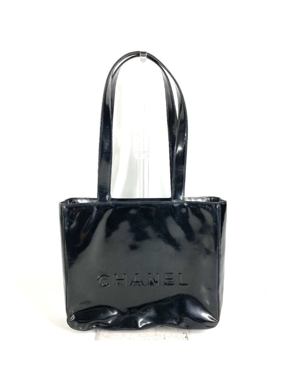 Chanel Shoulder Bag Logo Enamel Black